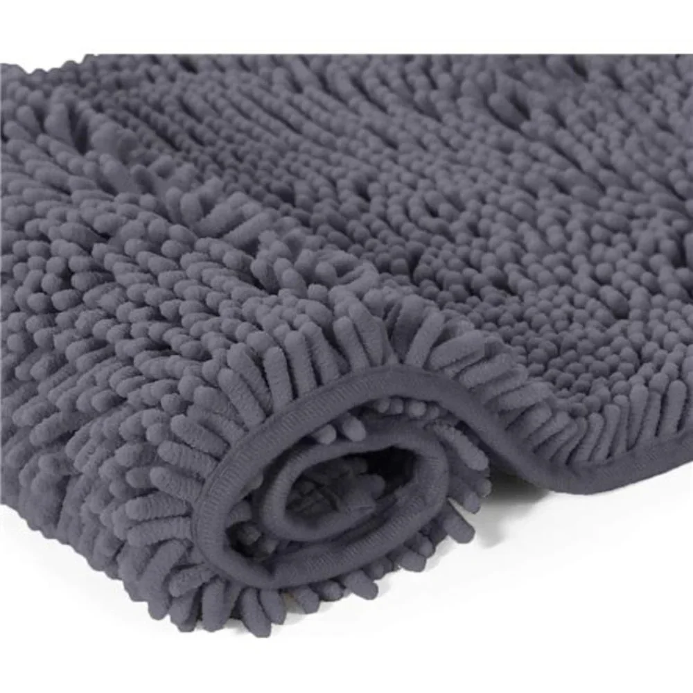 Bathroom Rugs Sets 2 Piece Washable, Luxury Chenille Bath Mat Set, Soft Plush